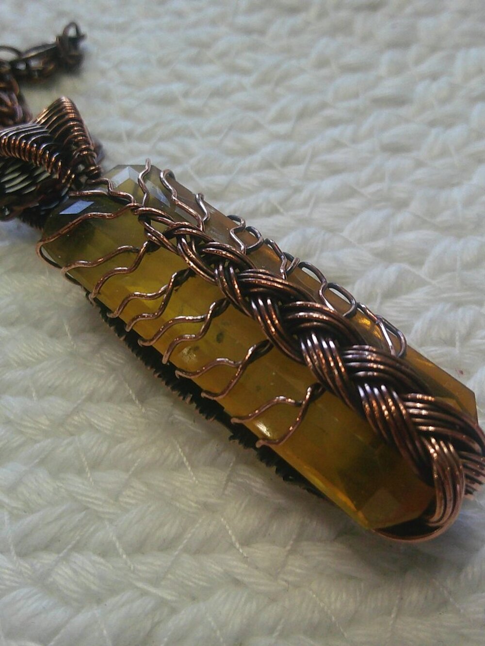 TREE OF LIFE CITRINE Handmade Copper Pendant/Chain #343F